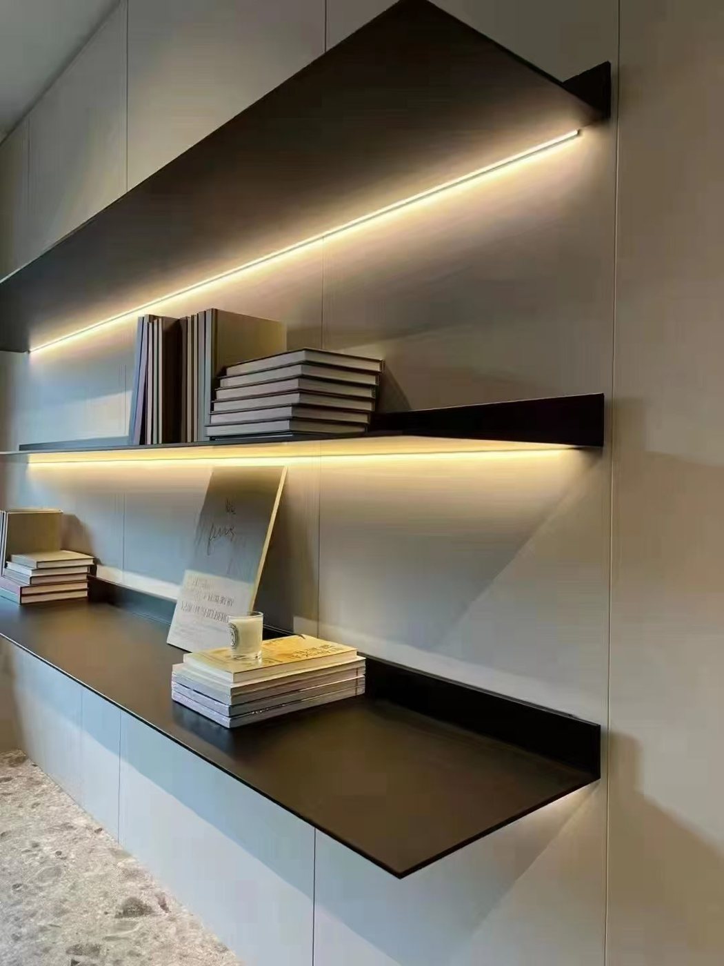 Lit floating shelves